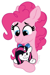 Size: 1603x2393 | Tagged: safe, artist:pink-pone, pinkie pie, earth pony, pony, g4, blushing, commission, plushie, simple background, transparent background, your character here