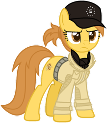 Size: 1024x1175 | Tagged: safe, artist:pegasski, oc, oc only, oc:anna autumn, earth pony, pony, g4, cap, clothes, female, hat, mare, simple background, solo, transparent background