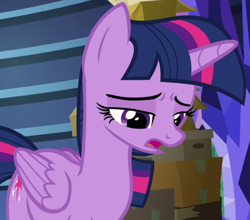 Size: 1014x894 | Tagged: safe, screencap, twilight sparkle, alicorn, pony, g4, season 9, the last problem, cropped, female, looking down, mare, open mouth, sad, solo, twilight sparkle (alicorn), twilight's castle