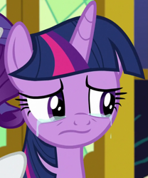 Size: 823x991 | Tagged: safe, screencap, rarity, twilight sparkle, alicorn, pony, unicorn, g4, season 9, the last problem, cropped, crying, crylight sparkle, female, frown, mare, offscreen character, sad, solo focus, twilight sparkle (alicorn)