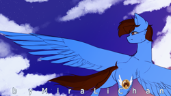 Size: 800x450 | Tagged: safe, artist:miralichan, oc, oc only, oc:pegasusgamer, pegasus, pony, butt, cloud, flying, pegasus oc, plot, sketch, sky, wings