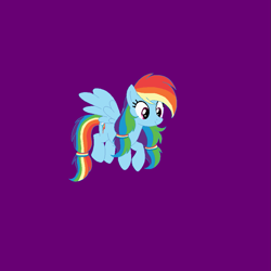 Size: 965x965 | Tagged: safe, artist:circuspaparazzi5678, artist:selenaede, rainbow dash, pegasus, pony, g4, base used, base:selenaede, duskyverse, flying, multicolored hair, pigtails, purple background, rainbow hair, simple background, solo
