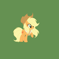 Size: 965x965 | Tagged: safe, artist:circuspaparazzi5678, artist:selenaede, applejack, oc, earth pony, pony, g4, base used, base:selenaede, different mane and tail, duskyverse, freckles, green background, hat, simple background, solo