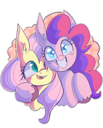 Size: 650x800 | Tagged: safe, artist:sickbelle, fluttershy, pinkie pie, earth pony, pegasus, pony, g4, best friends, cute, diapinkes, duo, duo female, female, happy, hug, mare, shyabetes, simple background, transparent background