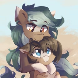 Size: 2268x2268 | Tagged: safe, artist:saxopi, oc, oc only, pony, blaze (coat marking), coat markings, duo, facial markings, high res, hug, looking at each other, pale belly, snip (coat marking), socks (coat markings)