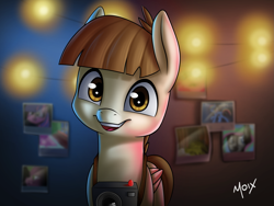 Size: 2125x1597 | Tagged: safe, artist:supermoix, featherweight, pegasus, pony, g4, camera, colt, cute, featherbetes, happy, looking at you, male, photo, photography, solo