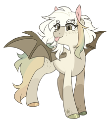 Size: 1280x1428 | Tagged: safe, artist:lynesssan, oc, oc only, bat pony, pony, female, mare, simple background, solo, tongue out, transparent background