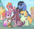 Size: 1192x999 | Tagged: safe, artist:colorcodetheartist, derpibooru exclusive, oc, oc:batter, oc:coy crispin, oc:dorothea, oc:kunzite, oc:liquid courage, oc:mystic magpie, oc:silver lining, draconequus, earth pony, pegasus, pony, unicorn, crossover ship offspring, draconequus oc, group six, interspecies offspring, next generation, offspring, parent:applejack, parent:choromatsu matsuno, parent:fluttershy, parent:ichimatsu matsuno, parent:jyushimatsu matsuno, parent:karamatsu matsuno, parent:osomatsu matsuno, parent:pinkie pie, parent:rainbow dash, parent:rarity, parent:todomatsu matsuno, parent:twilight sparkle, parents:chorojack, parents:ichishy, parents:jyushipie, parents:karadash, parents:osotwi, parents:raritodo