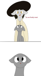 Size: 1099x1999 | Tagged: safe, artist:derpy_the_duck, oc, earth pony, pony, base, clothes, hat, lady dimitrescu, resident evil, resident evil 8, size difference