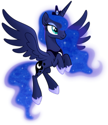 Size: 4300x4977 | Tagged: safe, artist:negatif22, princess luna, alicorn, pony, g4, ethereal mane, female, flying, hoof shoes, mare, simple background, smiling, solo, spread wings, transparent background, vector, wings