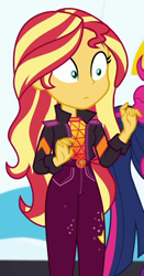 Size: 516x985 | Tagged: safe, screencap, pinkie pie, sci-twi, sunset shimmer, twilight sparkle, equestria girls, equestria girls specials, g4, my little pony equestria girls: better together, my little pony equestria girls: sunset's backstage pass, cropped