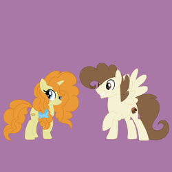 Size: 965x965 | Tagged: safe, artist:circuspaparazzi5678, artist:selenaede, pound cake, pumpkin cake, pegasus, pony, unicorn, g4, base used, base:selenaede, cake twins, duskyverse, siblings, twins