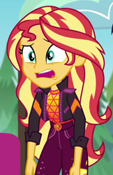 Size: 564x868 | Tagged: safe, screencap, sunset shimmer, equestria girls, equestria girls series, g4, sunset's backstage pass!, spoiler:eqg series (season 2), cropped, female, geode of empathy, magical geodes, music festival outfit, open mouth, solo