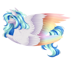 Size: 3000x2508 | Tagged: safe, artist:ohhoneybee, oc, oc only, oc:rainbow soap, pegasus, pony, colored wings, female, high res, mare, multicolored wings, simple background, solo, transparent background, wings