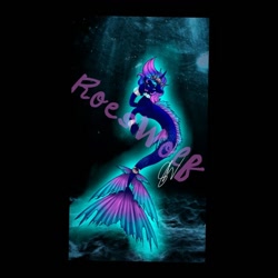 Size: 960x960 | Tagged: safe, artist:roeswolfcreations, oc, oc only, merpony, pony, seapony (g4), blue eyes, dorsal fin, fish tail, flowing tail, horn, looking at you, mermay, ocean, seaponified, solo, species swap, swimming, tail, underwater, water