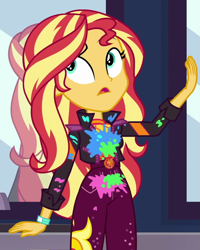 Size: 797x997 | Tagged: safe, screencap, sunset shimmer, equestria girls, equestria girls series, g4, sunset's backstage pass!, spoiler:eqg series (season 2), cropped, female, geode of empathy, magical geodes, music festival outfit, solo