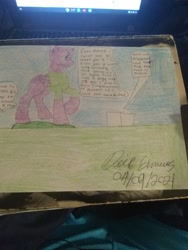 Size: 2448x3264 | Tagged: safe, artist:iloveponies, oc, oc only, alicorn, pony, alicorn oc, crying, gravestone, graveyard, high res, horn, photo, signature, solo, speech bubble, wings