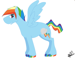 Size: 3261x2508 | Tagged: safe, artist:marmerso, rainbow dash, pegasus, pony, g4, colored hooves, high res, multicolored hooves, rainbow blitz, rainbow hooves, rule 63, simple background, solo, transparent background, unshorn fetlocks