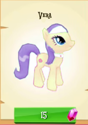 Size: 217x306 | Tagged: safe, edit, edited screencap, gameloft, screencap, vera, earth pony, pony, g4, app, cropped, game, gem, mobile game, recolor, smiling, spa pony, what if