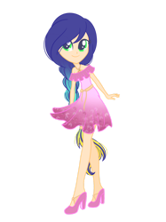 Size: 1280x1708 | Tagged: safe, artist:ocean-drop, oc, oc only, oc:serenade symphony, equestria girls, g4, braid, clothes, dress, female, high heels, long hair, magical lesbian spawn, offspring, parent:applejack, parent:coloratura, parents:rarajack, shoes, simple background, solo, transparent background