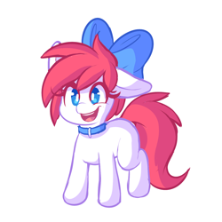 Size: 1250x1250 | Tagged: safe, artist:comfytail, oc, oc:peppermint, pony, collar, ribbon, simple background, white background