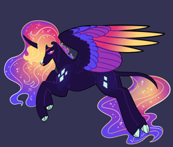 Size: 2600x2200 | Tagged: safe, artist:loryska, oc, oc only, alicorn, pony, colored wings, high res, magical lesbian spawn, multicolored wings, offspring, parent:daybreaker, parent:twilight sparkle, simple background, solo, wings