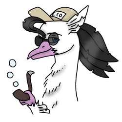 Size: 768x768 | Tagged: safe, artist:agdapl, hippogriff, bubble, bust, crossover, hat, hippogriffied, male, medic, medic (tf2), pipe, simple background, smiling, species swap, sunglasses, team fortress 2, transparent background