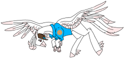 Size: 3795x1787 | Tagged: safe, artist:agdapl, hippogriff, clothes, crossover, feathered fetlocks, female, flying, hippogriffied, looking back, rule 63, simple background, sniper, sniper (tf2), solo, species swap, team fortress 2, transparent background, wings