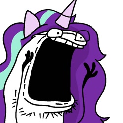 Size: 768x768 | Tagged: safe, artist:juanluisgarcar6, artist:juanluuis8, starlight glimmer, goat, pony, unicorn, g4, arms raised, florkofcows, glasses, hair, screaming, solo, surprised, teeth