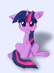 Size: 735x1000 | Tagged: safe, artist:hsf, twilight sparkle, pony, unicorn, :p, cheek fluff, crossed hooves, cute, ear fluff, female, filly, filly twilight sparkle, floppy ears, leg fluff, mlem, silly, sitting, solo, starry eyes, tongue out, twiabetes, unicorn twilight, wingding eyes, younger