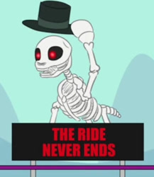 Size: 449x518 | Tagged: safe, artist:mkogwheel, artist:mkogwheel edits, edit, earth pony, pony, skeleton pony, bone, cropped, hat, hat tip, mr. bones, mr. bones' wild ride, red eyes, skeleton, smiling, spooky scary skeleton, the ride never ends, top hat