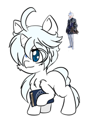 Size: 1668x2388 | Tagged: safe, artist:steelsoul, pony, unicorn, alphinaud leveilleur, book, colt, crossover, final fantasy, final fantasy xiv, male, ponified, simple background