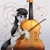 Size: 4000x4000 | Tagged: safe, artist:confetticakez, octavia melody, earth pony, pony, g4, absurd resolution, bipedal, bow (instrument), cello, female, floppy ears, mare, music notes, musical instrument, smiling, solo