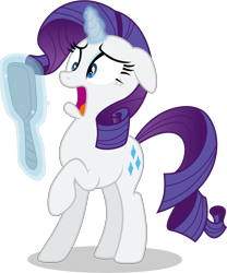 Size: 3450x4137 | Tagged: safe, artist:frownfactory, artist:tomfraggle, edit, editor:slayerbvc, vector edit, rarity, pony, unicorn, g4, female, floppy ears, freckles, frown, gasp, glowing horn, hand mirror, high res, horn, horrified, magic, magic aura, mare, marshmelodrama, open mouth, raised hoof, rarity being rarity, shocked, simple background, solo, telekinesis, the worst possible thing, transparent background, vector