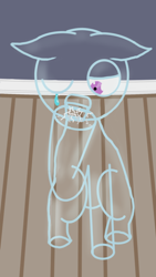 Size: 1080x1914 | Tagged: safe, artist:twinet, oc, oc only, object pony, original species, pony, atg 2021, biting, cracking, crying, glass, glass pony, indoors, newbie artist training grounds, ponified, self harm, sitting, tears of pain
