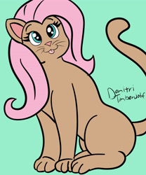Size: 3000x3600 | Tagged: safe, artist:demitri, fluttershy, cat, g4, :p, catified, female, fluttercat, high res, newbie artist training grounds, solo, species swap, tail, tongue out, whiskers