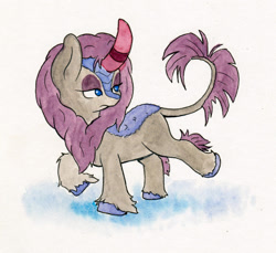 Size: 1280x1172 | Tagged: safe, artist:lost marbles, maud pie, kirin, g4, atg 2021, female, kirin-ified, newbie artist training grounds, solo, species swap, traditional art, watercolor painting