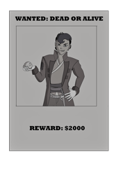 Size: 1600x2400 | Tagged: safe, artist:lullabyjak, capper dapperpaws, human, g4, clothes, commission, dagger, humanized, thief, wanted poster, weapon