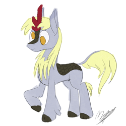 Size: 2000x2000 | Tagged: safe, artist:magnusmagnum, derpy hooves, kirin, g4, female, high res, kirin derpy hooves, kirin-ified, mare, newbie artist training grounds, raised hoof, smiling, solo, species swap