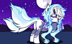 Size: 3599x2221 | Tagged: safe, artist:moonbatz, oc, oc only, earth pony, pony, female, high res, mare, moon, night, solo, two tails