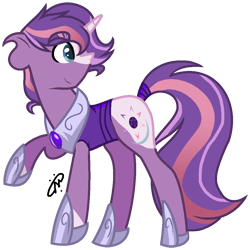 Size: 1004x1005 | Tagged: safe, artist:gallantserver, oc, oc only, oc:somnium, pony, unicorn, armor, magical lesbian spawn, male, offspring, parent:tempest shadow, parent:twilight sparkle, parents:tempestlight, simple background, solo, stallion, transparent background