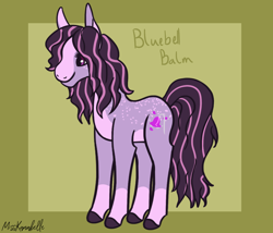 Size: 1750x1500 | Tagged: safe, artist:misskanabelle, oc, oc only, oc:bluebell balm, earth pony, pony, abstract background, colored hooves, earth pony oc, offspring, parent:bandage pony, parent:nurse sweetheart, parents:sweettumble, signature, solo