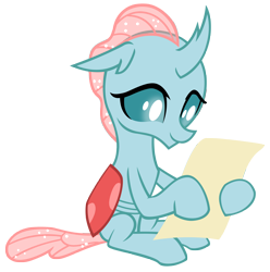 Size: 5300x5350 | Tagged: safe, artist:andoanimalia, ocellus, changedling, changeling, g4, uprooted, female, note, paper, reading, simple background, sitting, solo, transparent background, vector