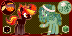 Size: 2476x1248 | Tagged: safe, artist:camikamen, earth pony, pony, unicorn, magma cube, minecraft, ponified, slime cube, teenager