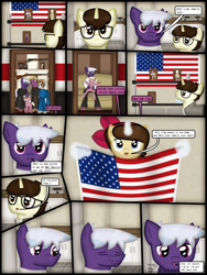 Size: 1750x2333 | Tagged: safe, artist:99999999000, oc, oc only, oc:cwe, oc:firearm king, oc:holly stone, oc:mar baolin, oc:susie cotes, oc:wilson cotes, pony, comic:visit, american flag, brother and sister, clothes, comic, family, family photo, female, filly, glasses, male, parent, picture frame, siblings, sister
