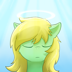 Size: 2400x2400 | Tagged: safe, artist:dark_wind, oc, oc only, oc:horsewhite, angel, pegasus, pony, eyes closed, high res, peaceful, solo