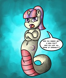 Size: 1700x2000 | Tagged: safe, artist:saburodaimando, moondancer, lamia, original species, g4, atg 2021, belly button, crossed hooves, female, lamiafied, missing accessory, newbie artist training grounds, no glasses, solo, species swap
