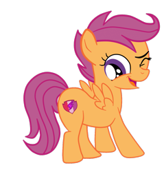 Size: 1111x1161 | Tagged: safe, artist:gmaplay, scootaloo, pegasus, pony, g4, butt, female, filly, looking back, one eye closed, open mouth, plot, simple background, solo, transparent background