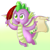 Size: 2000x2000 | Tagged: safe, artist:sweet-shroom, spike, dragon, g4, cute, flying, gradient background, happy, high res, male, parchment, quill, smiling, solo, spikabetes