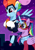 Size: 2480x3507 | Tagged: safe, artist:twidasher, rainbow dash, twilight sparkle, zapp, alicorn, pegasus, pony, g4, power ponies (episode), season 4, :p, city, cityscape, duo, female, food, high res, ice cream, ice cream cone, lesbian, magic, mare, masked matter-horn costume, moon, night, popsicle, power ponies, ship:twidash, shipping, signature, smiling, telekinesis, tongue out, twilight sparkle (alicorn)